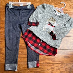 Gray and Red Reindeer Outfit Set
